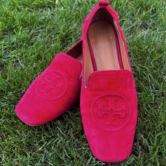 Tory Burch Leigh Red Suede Loafers Flats | Size 6 - Picture 7 of 10